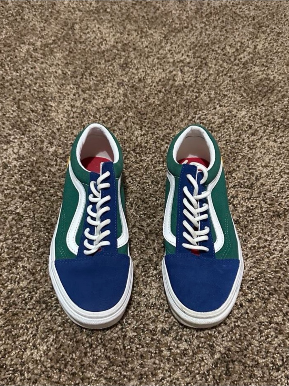 Vans Women's Blue and Green Low-Top Sneakers